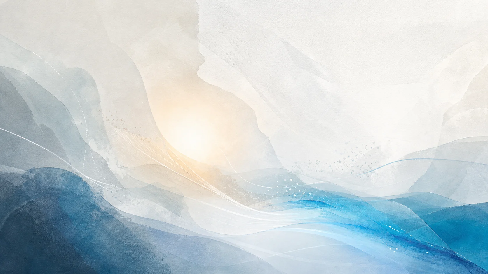Abstract blue and warm watercolor forms suggesting calm Cyber Safety guidance.