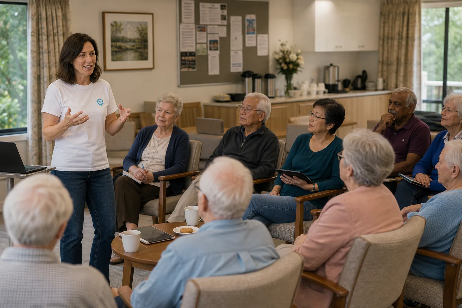 A Remaleh trainer leading a Cyber Safety workshop for retirement village residents.